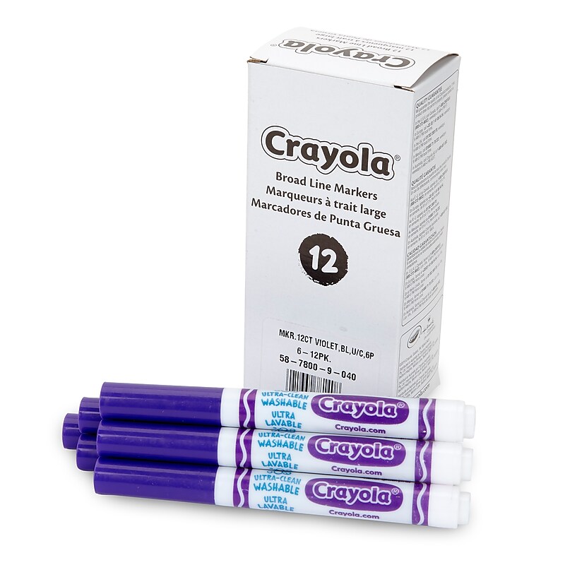 Crayola Ultra-Clean Washable Markers, Conical Tip, Purple, 12/Pack (57-7800-040) image 1