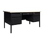 Flash Furniture Cambridge 60"W Double Pedestal Desk, White Oak/Black (GCMBLK179WOK)~#|#~sp238248305_sc7