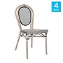 Flash Furniture Marseille Indoor/Outdoor French Bistro Stacking Chair, Black/White/Light Natural, 4/Pack (4SDA6422STXTBWL)~#|#~sp238252519_sc7