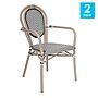 Flash Furniture Marseille Indoor/Outdoor French Bistro Stack Chair w/ Arms, Black/White/Lt Natural, 2/Pack (2SDA6422ATXTBWL)~#|#~sp238252555_sc7