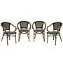 Flash Furniture Bordeaux Indoor/Outdoor French Bistro Stacking Chair with Arms, Black/White/Natural, 4/Pack (4SDAS642142BKWN)~#|#~sp238252582_sc7