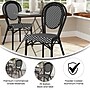 Flash Furniture Lourdes Indoor/Outdoor French Bistro Stacking Chair, Black/White (SDA6422SBKWBK)~#|#~sp238252606_sc7