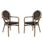 Flash Furniture Marseille Indoor/Outdoor French Bistro Stack Chair with Arms, Black/Natural, 2/Pack (2SDA6422ATXTBKN)~#|#~sp238252614_sc7
