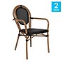 Flash Furniture Marseille Indoor/Outdoor French Bistro Stack Chair with Arms, Black/Natural, 2/Pack (2SDA6422ATXTBKN)~#|#~sp238252623_sc7