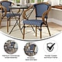 Flash Furniture Bordeaux Indoor/Outdoor French Bistro Stacking Chair with Arms, Navy/White/Natural (SDAS642142NVWN)~#|#~sp238252674_sc7