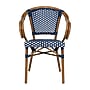 Flash Furniture Bordeaux Indoor/Outdoor French Bistro Stacking Chair with Arms, Navy/White/Natural (SDAS642142NVWN)~#|#~sp238252679_sc7