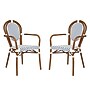 Flash Furniture Lourdes Indoor/Outdoor French Bistro Stack Chair with Arms, White/Navy/Natural, 2/Pack (2SDA6422AWNVN)~#|#~sp238252701_sc7