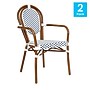Flash Furniture Lourdes Indoor/Outdoor French Bistro Stack Chair with Arms, White/Navy/Natural, 2/Pack (2SDA6422AWNVN)~#|#~sp238252714_sc7