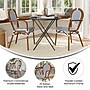 Flash Furniture Lourdes Indoor/Outdoor French Bistro Stack Chair with Arms, White/Navy/Natural, 2/Pack (2SDA6422AWNVN)~#|#~sp238252716_sc7