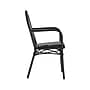 Flash Furniture Lourdes Indoor/Outdoor French Bistro Stack Chair with Arms, Black/White (SDA6422ABKWBK)~#|#~sp238252733_sc7