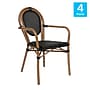 Flash Furniture Marseille Indoor/Outdoor French Bistro Stack Chair with Arms, Black/Natural, 4/Pack (4SDA6422ATXTBKN)~#|#~sp238254215_sc7