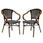 Flash Furniture Bordeaux Indoor/Outdoor French Bistro Stacking Chair with Arms, Black/White/Natural, 2/Pack (2SDAS642142BKWN)~#|#~sp238254764_sc7