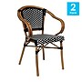 Flash Furniture Bordeaux Indoor/Outdoor French Bistro Stacking Chair with Arms, Black/White/Natural, 2/Pack (2SDAS642142BKWN)~#|#~sp238254773_sc7