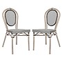 Flash Furniture Marseille Indoor/Outdoor French Bistro Stacking Chair, Black/White/Light Natural, 2/Pack (2SDA6422STXTBWL)~#|#~sp238254988_sc7