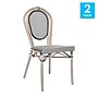 Flash Furniture Marseille Indoor/Outdoor French Bistro Stacking Chair, Black/White/Light Natural, 2/Pack (2SDA6422STXTBWL)~#|#~sp238255066_sc7