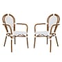 Flash Furniture Lourdes Indoor/Outdoor French Bistro Stack Chair with Arms, White/Gray/Natural, 2/Pack (2SDA6422AWGYN)~#|#~sp238255271_sc7