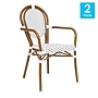Flash Furniture Lourdes Indoor/Outdoor French Bistro Stack Chair with Arms, White/Gray/Natural, 2/Pack (2SDA6422AWGYN)~#|#~sp238255281_sc7