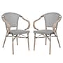 Flash Furniture Marseille Indoor/Outdoor French Bistro Stacking Chair w/ Arms, Black/White/Lt Natural, 2/Pack (2SDAS64218BKWLT)~#|#~sp238255289_sc7