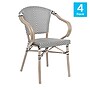 Flash Furniture Marseille Indoor/Outdoor French Bistro Stacking Chair w/ Arms, Black/White/Lt Natural, 4/Pack (4SDAS64218BKWLT)~#|#~sp238255326_sc7