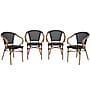 Flash Furniture Marseille Indoor/Outdoor French Bistro Stacking Chair with Arms, Black/Natural, 4/Pack (4SDAS64218BKN)~#|#~sp238256487_sc7