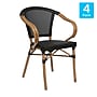 Flash Furniture Marseille Indoor/Outdoor French Bistro Stacking Chair with Arms, Black/Natural, 4/Pack (4SDAS64218BKN)~#|#~sp238256496_sc7