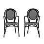 Flash Furniture Lourdes Indoor/Outdoor French Bistro Stack Chair with Arms, Black/White, 2/Pack (2SDA6422ABKWBK)~#|#~sp238256504_sc7