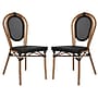 Flash Furniture Marseille Indoor/Outdoor French Bistro Stacking Chair, Black/Natural, 2/Pack (2SDA6422STXTBKN)~#|#~sp238256803_sc7