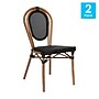 Flash Furniture Marseille Indoor/Outdoor French Bistro Stacking Chair, Black/Natural, 2/Pack (2SDA6422STXTBKN)~#|#~sp238256881_sc7