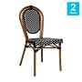 Flash Furniture Lourdes Indoor/Outdoor French Bistro Stacking Chair, Black/White/Natural, 2/Pack (2SDA6422SBWNAT)~#|#~sp238257009_sc7
