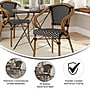 Flash Furniture Bordeaux Indoor/Outdoor French Bistro Stacking Chair with Arms, Black/White/Natural (SDAS642142BKWN)~#|#~sp238257040_sc7