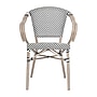 Flash Furniture Marseille Indoor/Outdoor French Bistro Stacking Chair with Arms, Black/White/Light Natural (SDAS64218BKWLTN)~#|#~sp238257179_sc7