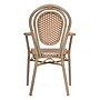 Flash Furniture Lourdes Indoor/Outdoor French Bistro Stack Chair with Arms, Natural/White/Light Natural, 4/Pack (4SDA6422ANWLTN)~#|#~sp238257216_sc7