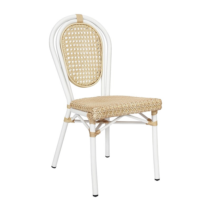 Flash Furniture Cannes Indoor/Outdoor French Bistro Stacking Chair, Natural/White (SDA642111NW) image 1