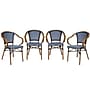Flash Furniture Bordeaux Indoor/Outdoor French Bistro Stacking Chair with Arms, Navy/White/Natural, 4/Pack (4SDAS642142NVWN)~#|#~sp238257665_sc7