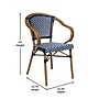 Flash Furniture Bordeaux Indoor/Outdoor French Bistro Stacking Chair with Arms, Navy/White/Natural, 4/Pack (4SDAS642142NVWN)~#|#~sp238257677_sc7