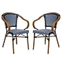 Flash Furniture Bordeaux Indoor/Outdoor French Bistro Stacking Chair with Arms, Navy/White/Natural, 2/Pack (2SDAS642142NVWN)~#|#~sp238327071_sc7