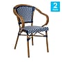 Flash Furniture Bordeaux Indoor/Outdoor French Bistro Stacking Chair with Arms, Navy/White/Natural, 2/Pack (2SDAS642142NVWN)~#|#~sp238327081_sc7