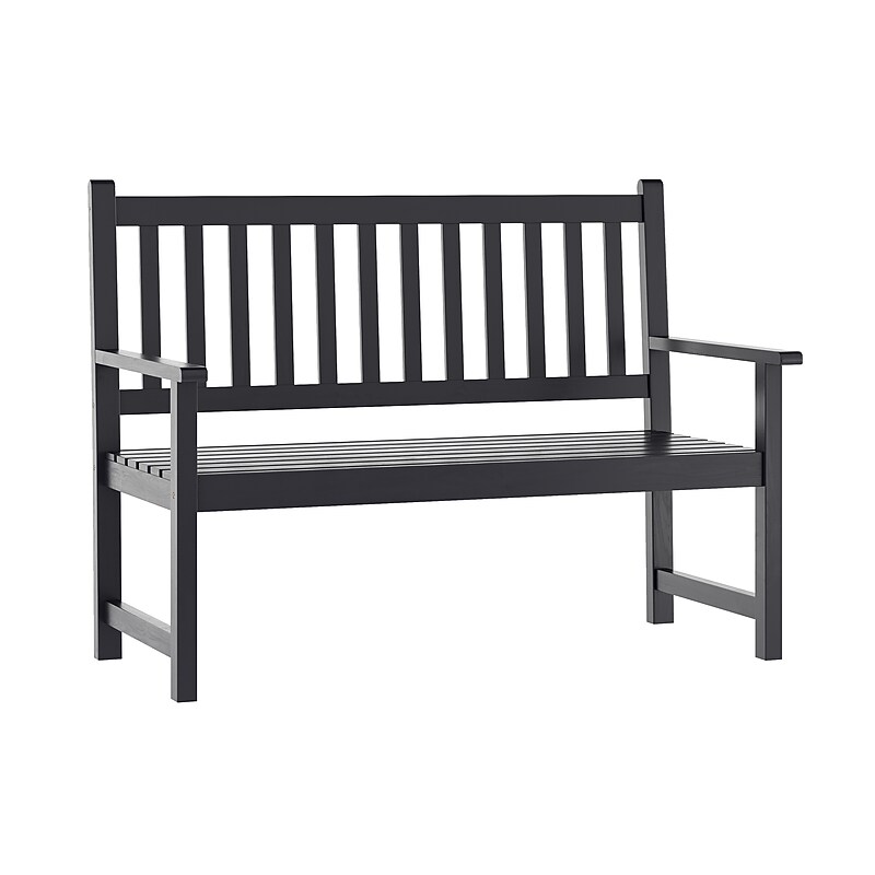 Flash Furniture Adele Commercial Grade Indoor/Outdoor Patio Acacia Wood Bench, Black (LTS0525BK) image 1