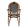 Flash Furniture Lourdes Indoor/Outdoor French Bistro Stack Chair with Arms, Black/White/Natural (SDA6422ABKWHNAT)~#|#~sp238327229_sc7