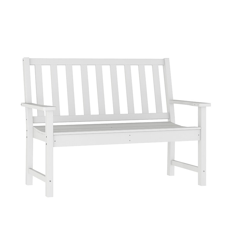 Flash Furniture Ellsworth Commercial Grade All Weather Bench, White (LEHMP203512WHT) image 1