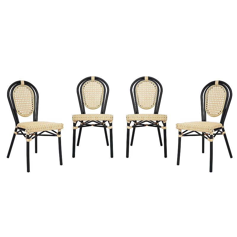 Flash Furniture Cannes Indoor/Outdoor French Bistro Stacking Chair, Natural/Black, 4/Pack (4SDA642111NBK) image 1