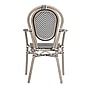 Flash Furniture Marseille Indoor/Outdoor French Bistro Stack Chair with Arms, Black/White/Light Natural (SDA6422ATXTBWLN)~#|#~sp238329070_sc7