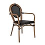 Flash Furniture Marseille Indoor/Outdoor French Bistro Stack Chair with Arms, Black/Natural (SDA6422ATXTBKN)~#|#~sp238329124_sc7