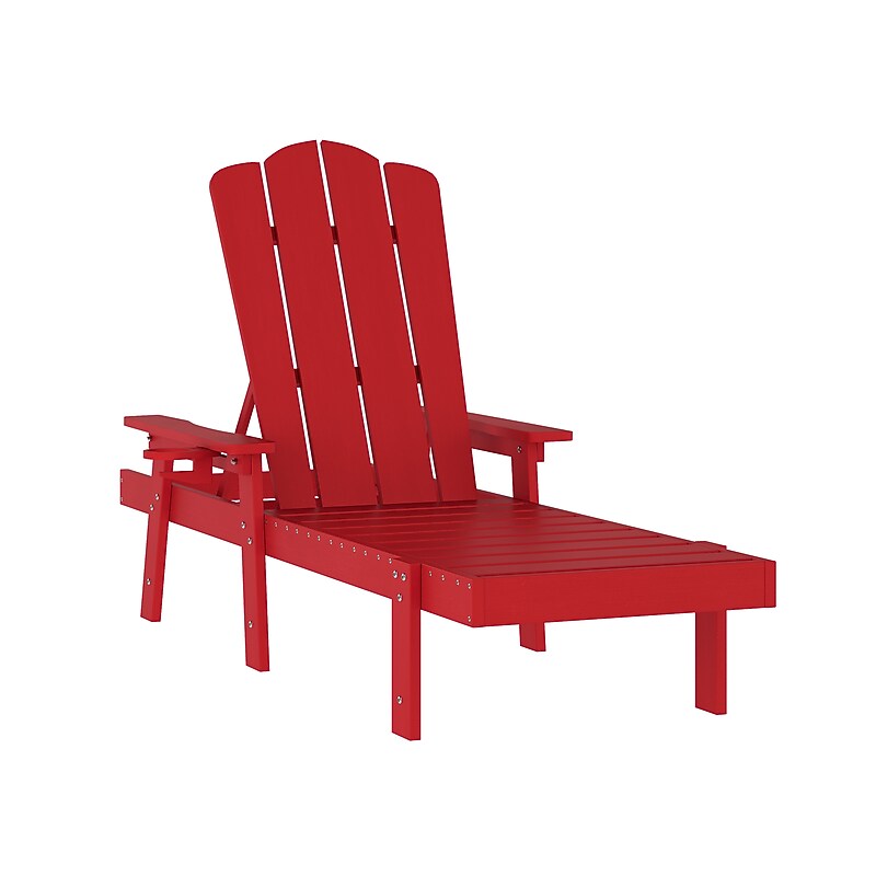 Flash Furniture Sonora Adjustable Adirondack Lounger with Cup Holder, Red (LEHMP07001RED) image 1