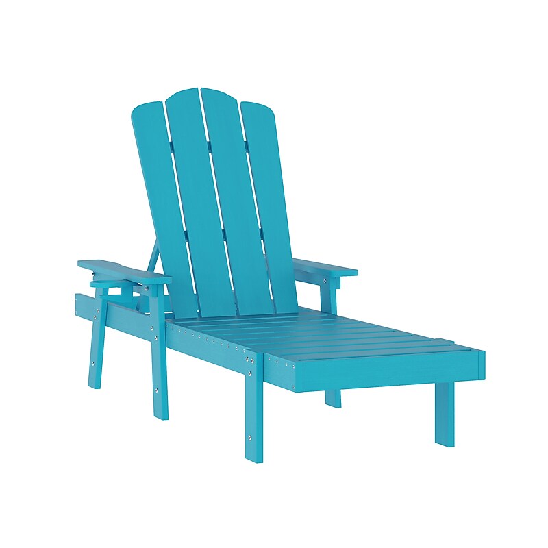 Flash Furniture Sonora Adjustable Adirondack Lounger with Cup Holder, Blue (LEHMP07001BL) image 1