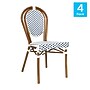 Flash Furniture Lourdes Indoor/Outdoor French Bistro Stacking Chair, White/Navy/Natural, 4/Pack (4SDA6422SWNVN)~#|#~sp238329364_sc7