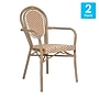 Flash Furniture Lourdes Indoor/Outdoor French Bistro Stack Chair with Arms, Natural/White/Light Natural, 2/Pack (2SDA6422ANWLTN)~#|#~sp238329383_sc7