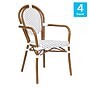 Flash Furniture Lourdes Indoor/Outdoor French Bistro Stack Chair with Arms, White/Gray/Natural, 4/Pack (4SDA6422AWGYN)~#|#~sp238329409_sc7