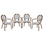 Flash Furniture Lourdes Indoor/Outdoor French Bistro Stack Chair with Arms, White/Navy/Natural, 4/Pack (4SDA6422AWNVN)~#|#~sp238329444_sc7