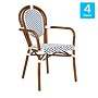 Flash Furniture Lourdes Indoor/Outdoor French Bistro Stack Chair with Arms, White/Navy/Natural, 4/Pack (4SDA6422AWNVN)~#|#~sp238329557_sc7